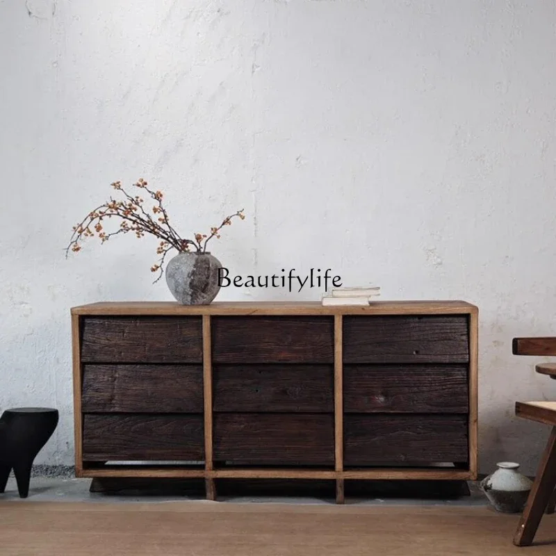 

ld14Wabi-Sabi Style Solid Wood Nine-Drawer Cabinet Japanese Storage Sideboard Entryway Cabinet
