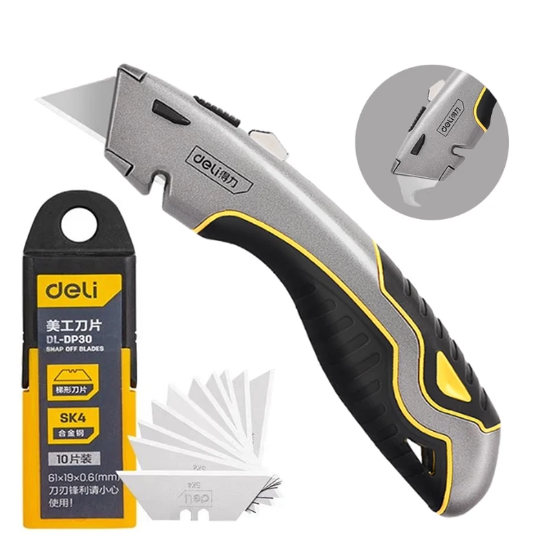 Wytrzymały nóż do pudełek Wymienny nóż introligatorski do kartonów kablowych Wysuwany uchwyt Ostrza noża Narzędzia ręczne do użytku na zewnątrz