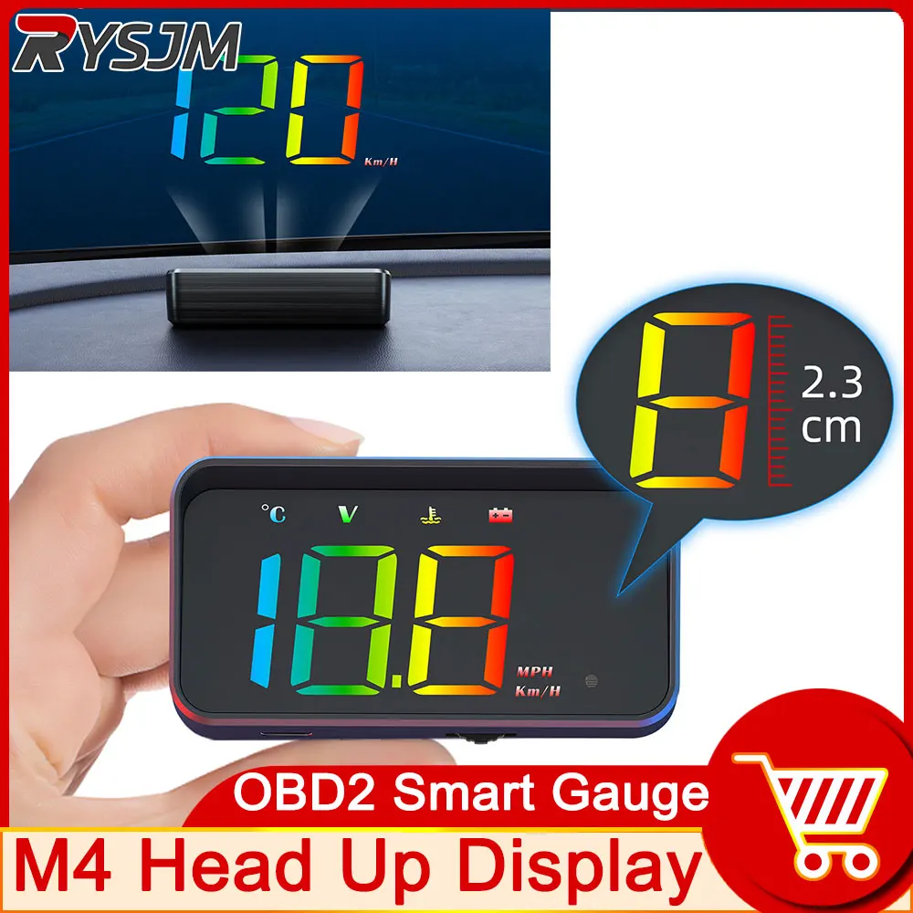 

M4 OBD Head-up Display Car HUD OBD Digital Speedometer KM/H MPH Windshield Projector Speed Alarm Electronic Device Water Temp