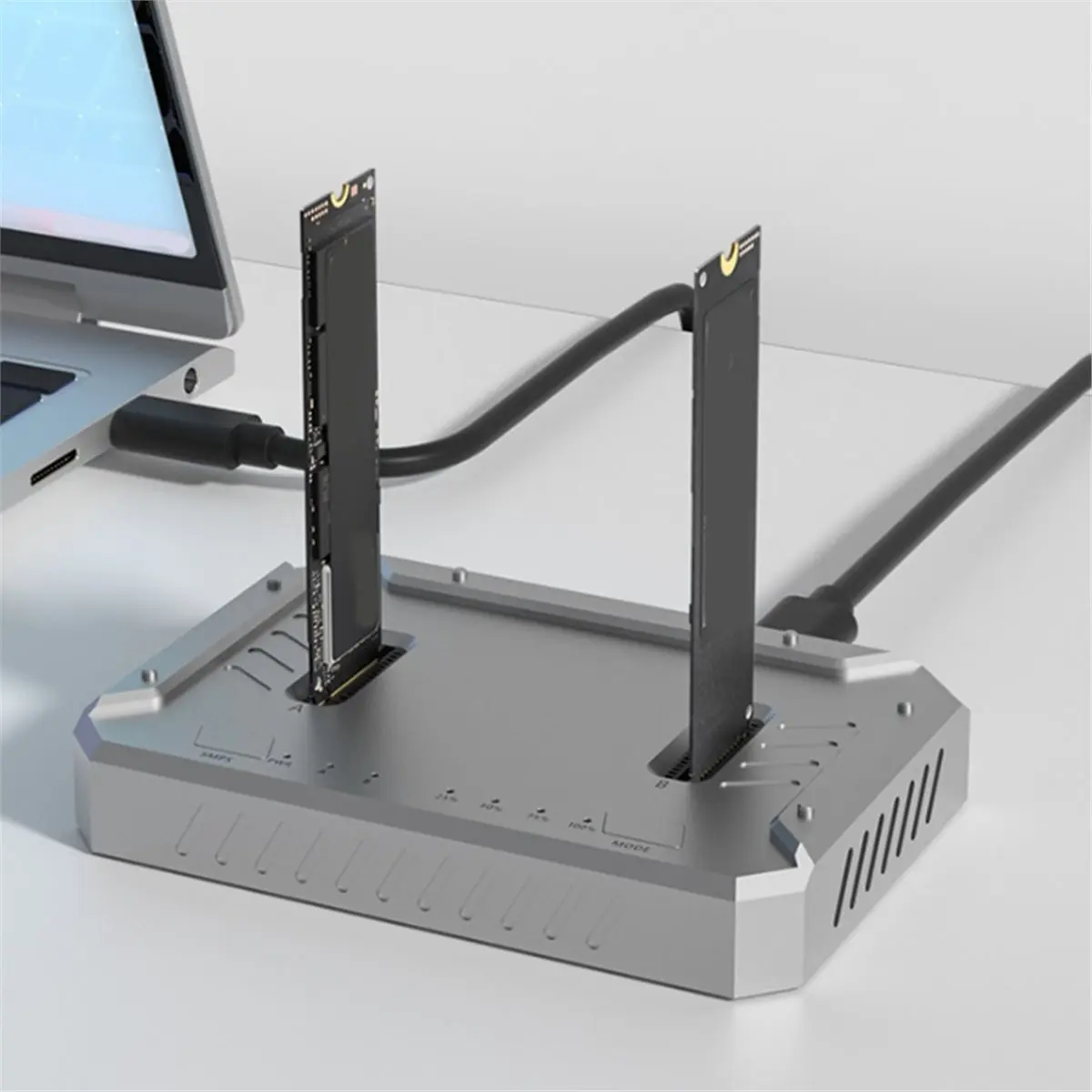 New Electronics M.2 Dual-Bay Hard Drive Dock, NVMe/ Offline Copying, 20Gbps SSD Enclosure, Type-C Drive Dock Accessories