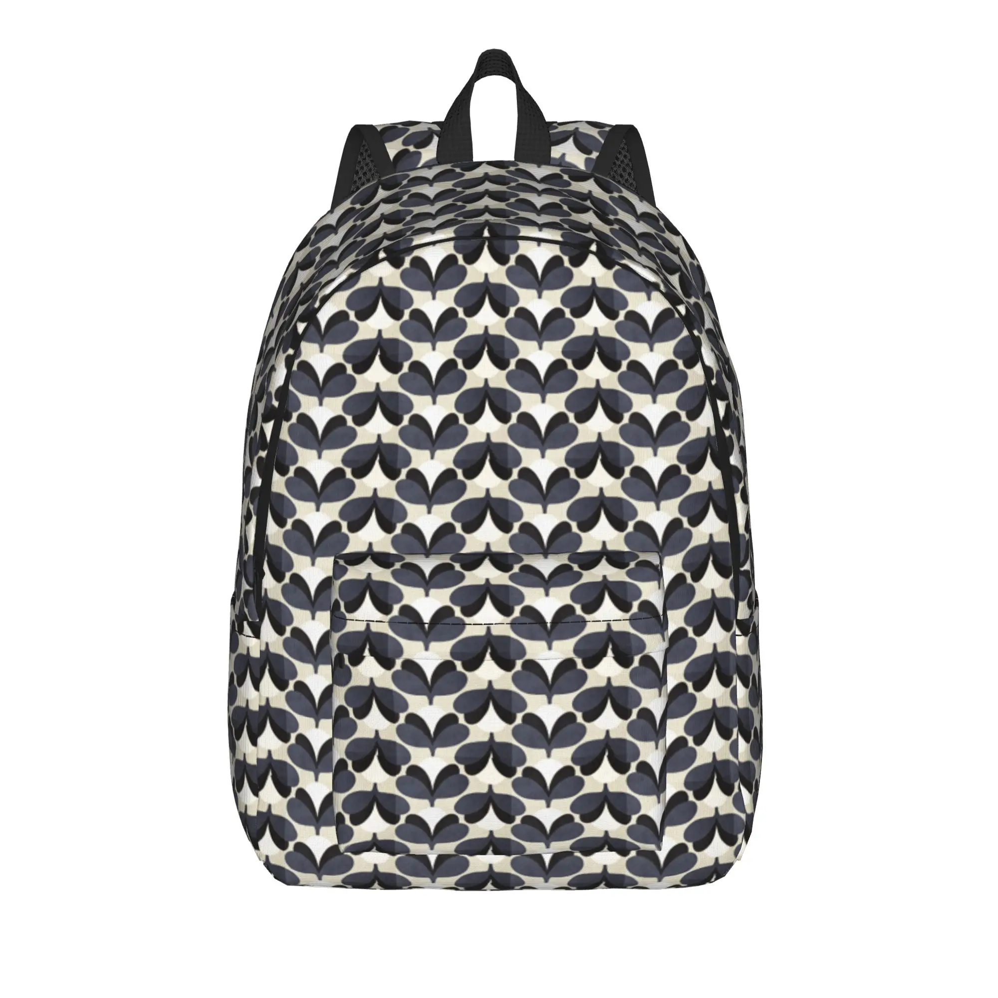 Dark Navy Abstract Petal Vintage Fabric Texture Pattern Backpack Men  Pattern Backpacks Polyester Funny School Bags Rucksack