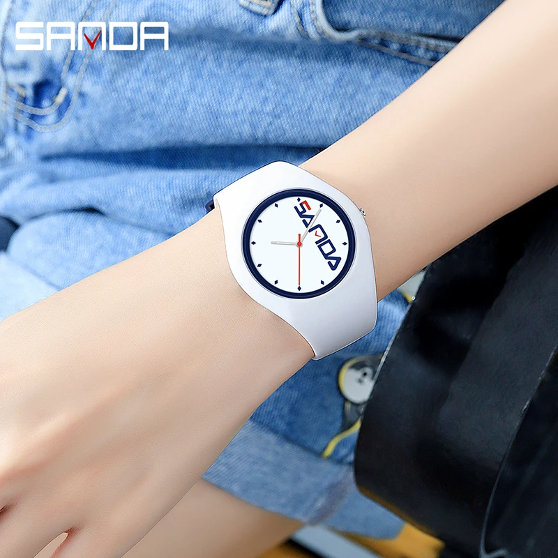 SANDA Casual Fashion Quartz Women Watch Trend Women Silicone Watch Waterproof 2023 New Womens Watches Gift Reloj Mujer 6076