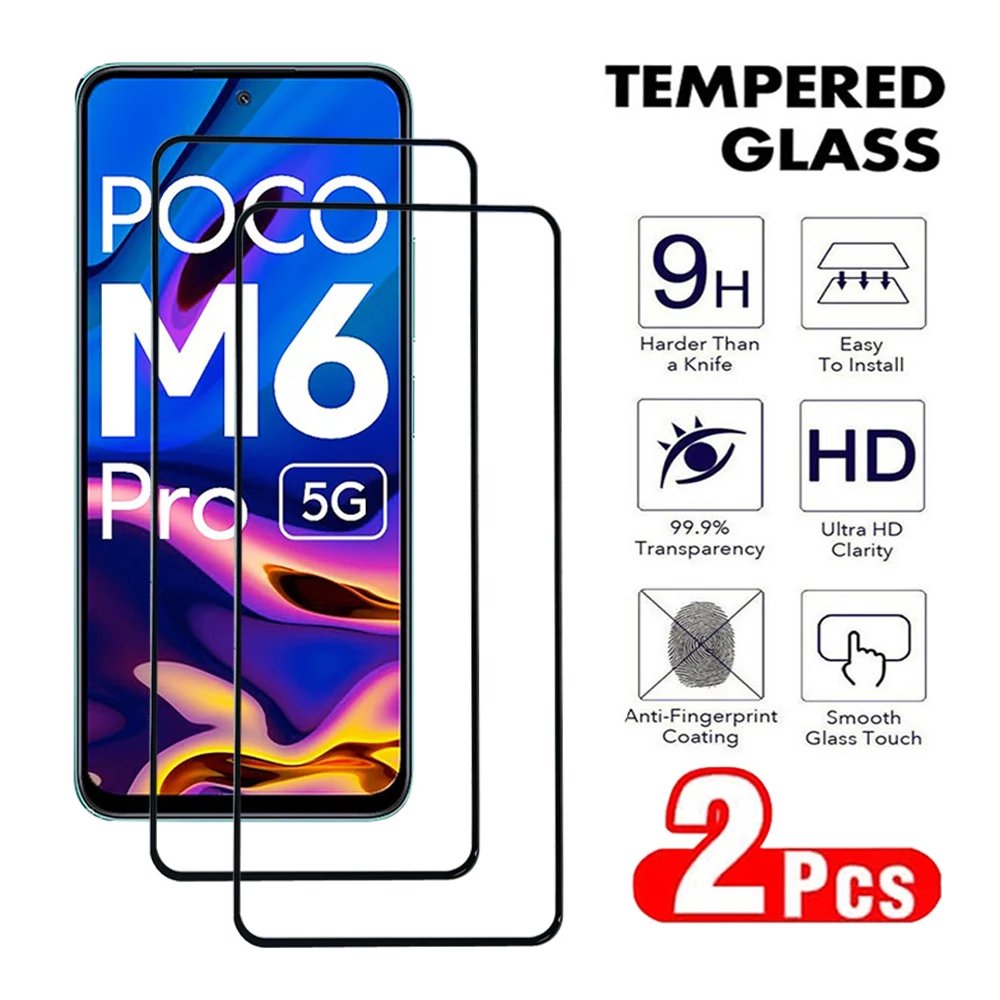 2Pcs Screen Protector For Xiaomi Mi Poco X3 X4 X5 Pro M3 M4 M5 M6 Pro 4G 5G Tempered Glass For Xiaomi Poco M5S X3 X4 GT NTC Film