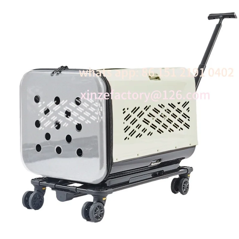 

Customizable Multi-functional Pet Travel Trolley: Portable Breathable Luggage with Large Capacity Double-Layer Cart