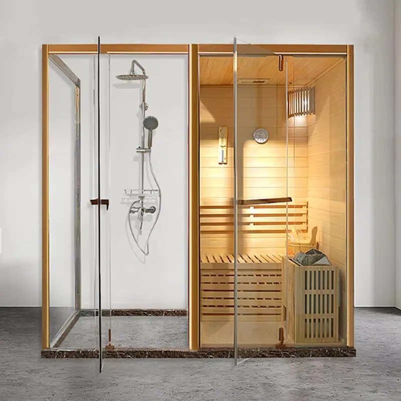 Modern Style Finland Outdoor Infrared Sauna Room With Traditional Design Solid Wood Dry Steam Computer Control 2 People