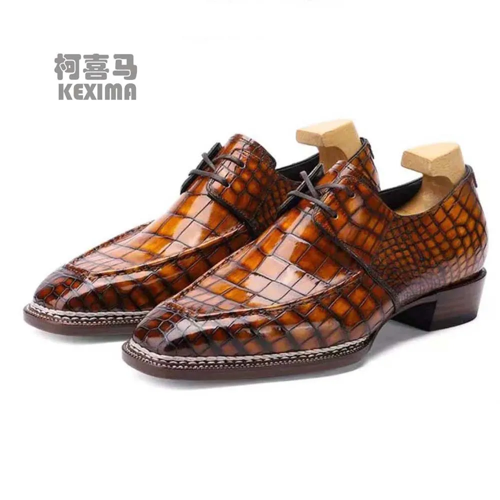 

shenzhuangsanbao new men dress shoes male formal shoes men crocodile leather shoes brush color