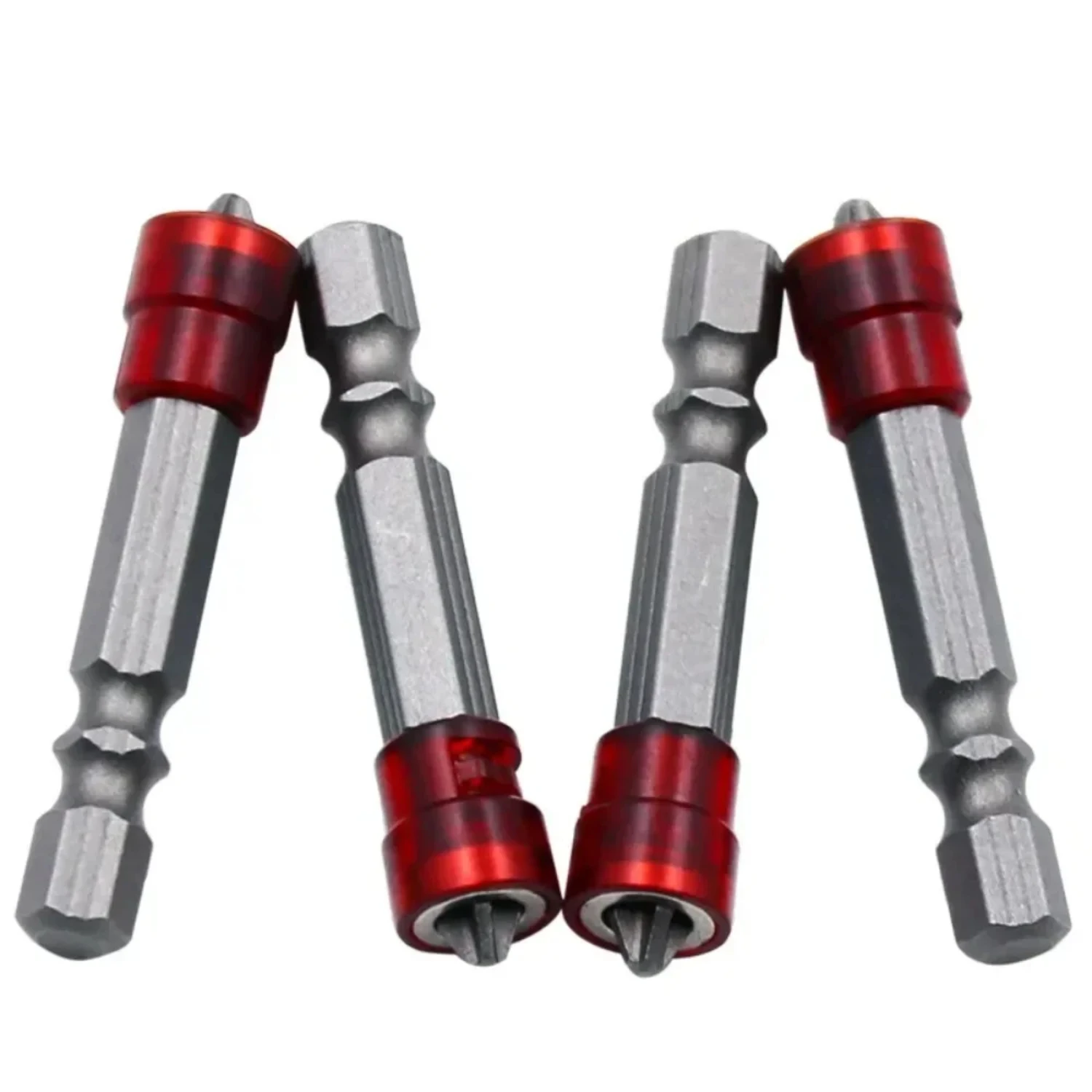 Enhanced Red Magnetic Hex Shank 1/4" Screwdriver Bits - Strong Magnetizer for Power Driver Accessory