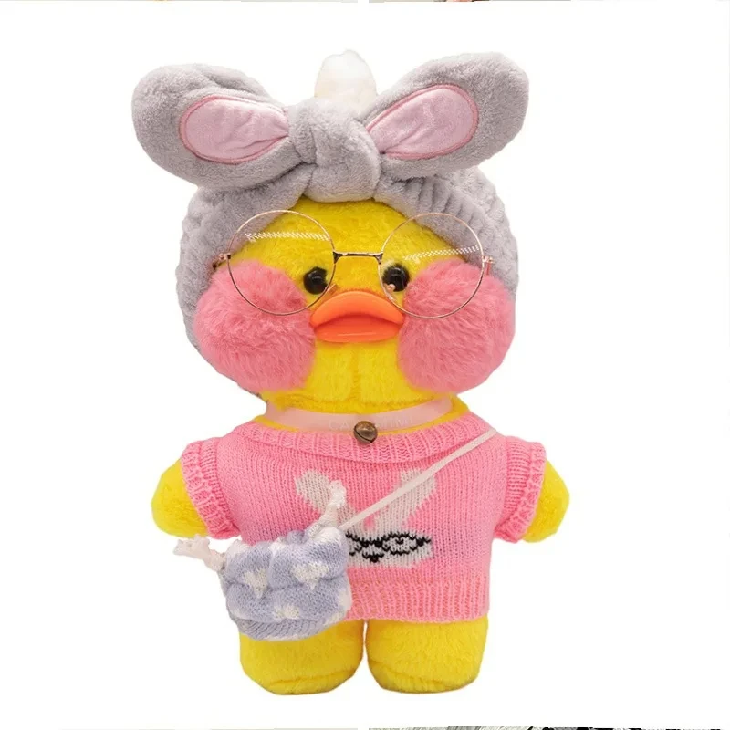 Cute 30cm Lalafanfan Cafe Yellow Ducks With Hoodie Stuffed Soft Toy Animal Dolls Pillow For Girls Children Birthday Gifts