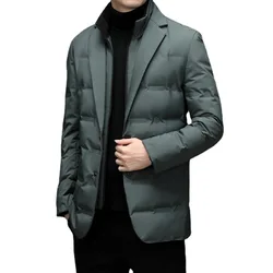 2023 Super Value Autumn and Winter Men's Wear New Casual Fashion Fake Two Piece Pressed Adhesive Warm Down Coat Lightweight Coat