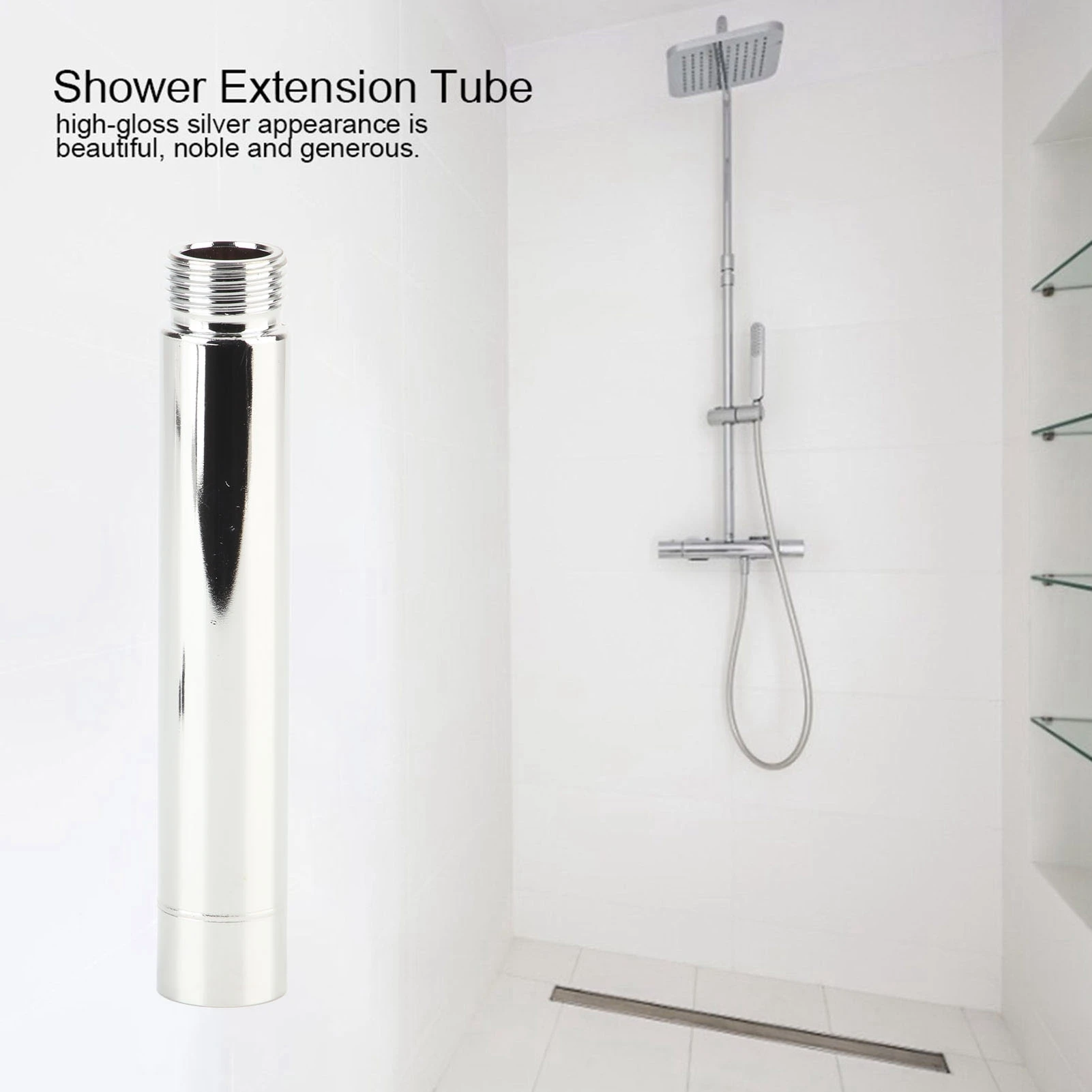 

E5 4inch Stainless Steel Shower Extension Round Tube with Chrome Plating for Bathroom Accessory Shower Head Faucet Accessories