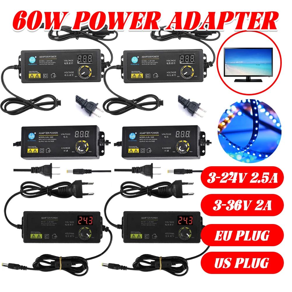 

3-36V 60W Power Switching Adapter Adjustable Voltage with LED LCD Digital Display Screen Voltage Regulation Power Supply Adatpor