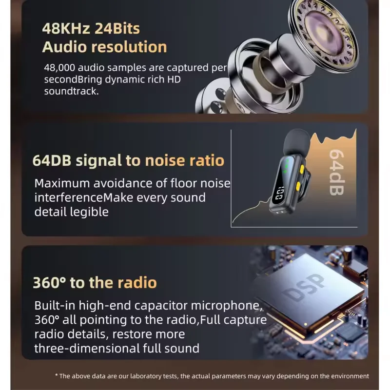 J21 Wireless Lavalier Lapel Microphone Audio Video Recording Mini Mic for iPhone Android Mic Portable Noise Reduction Vlog  Live image 3