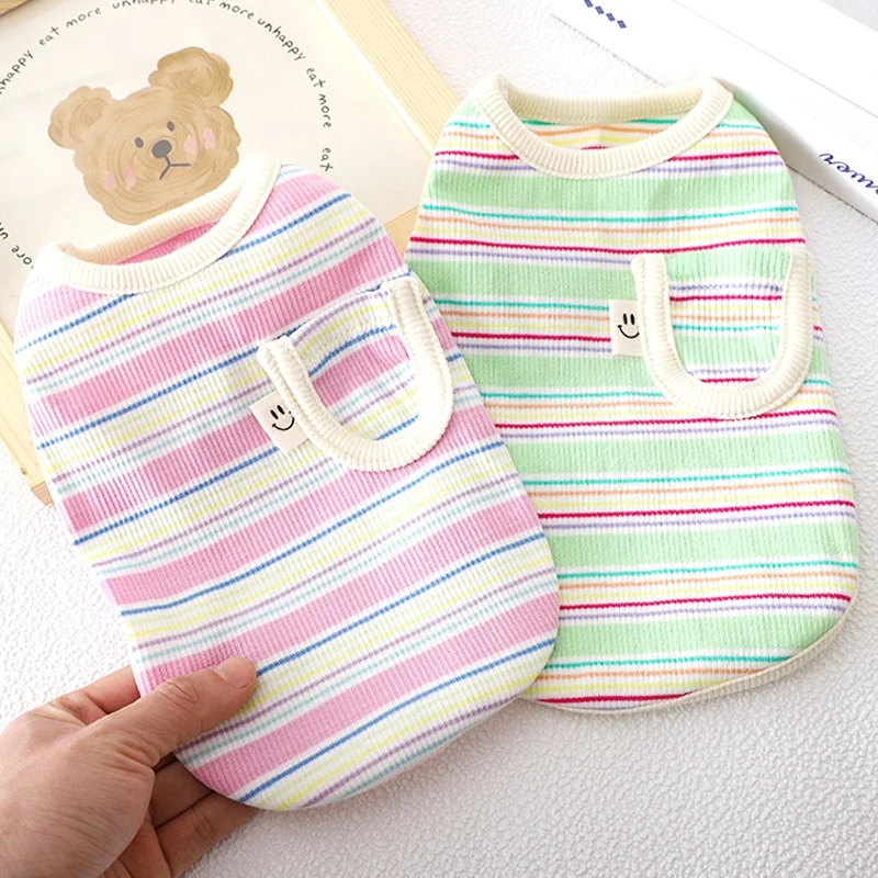 Summer Striped Dog Shirt Fashion Pet Vest Clothes for Small Dogs Cute Puppy Pullovers Soft Cat Thin Vest Pet Sweatshirt Dog Vest