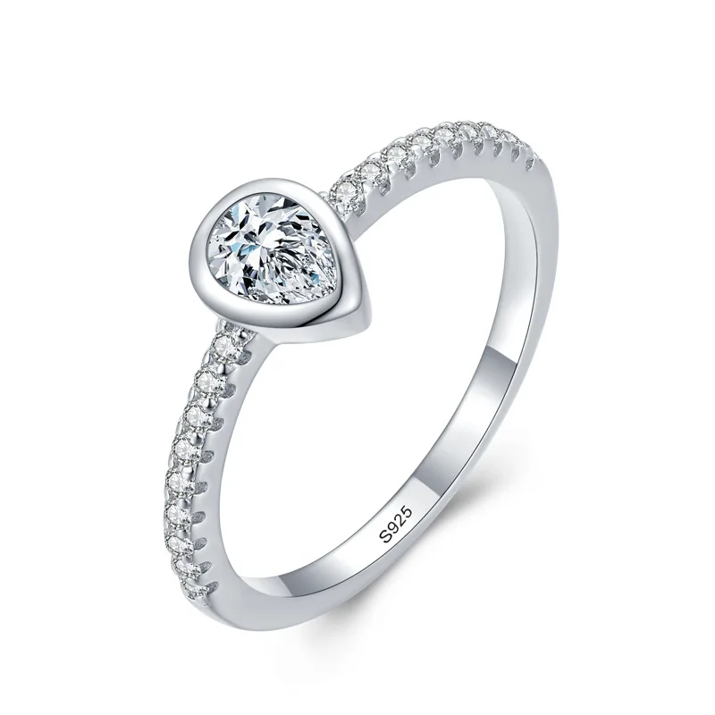 

Женское кольцо из чистого серебра S925 с бриллиантом в форме капли, популярные обручальные свадебные украшения для вечеринок