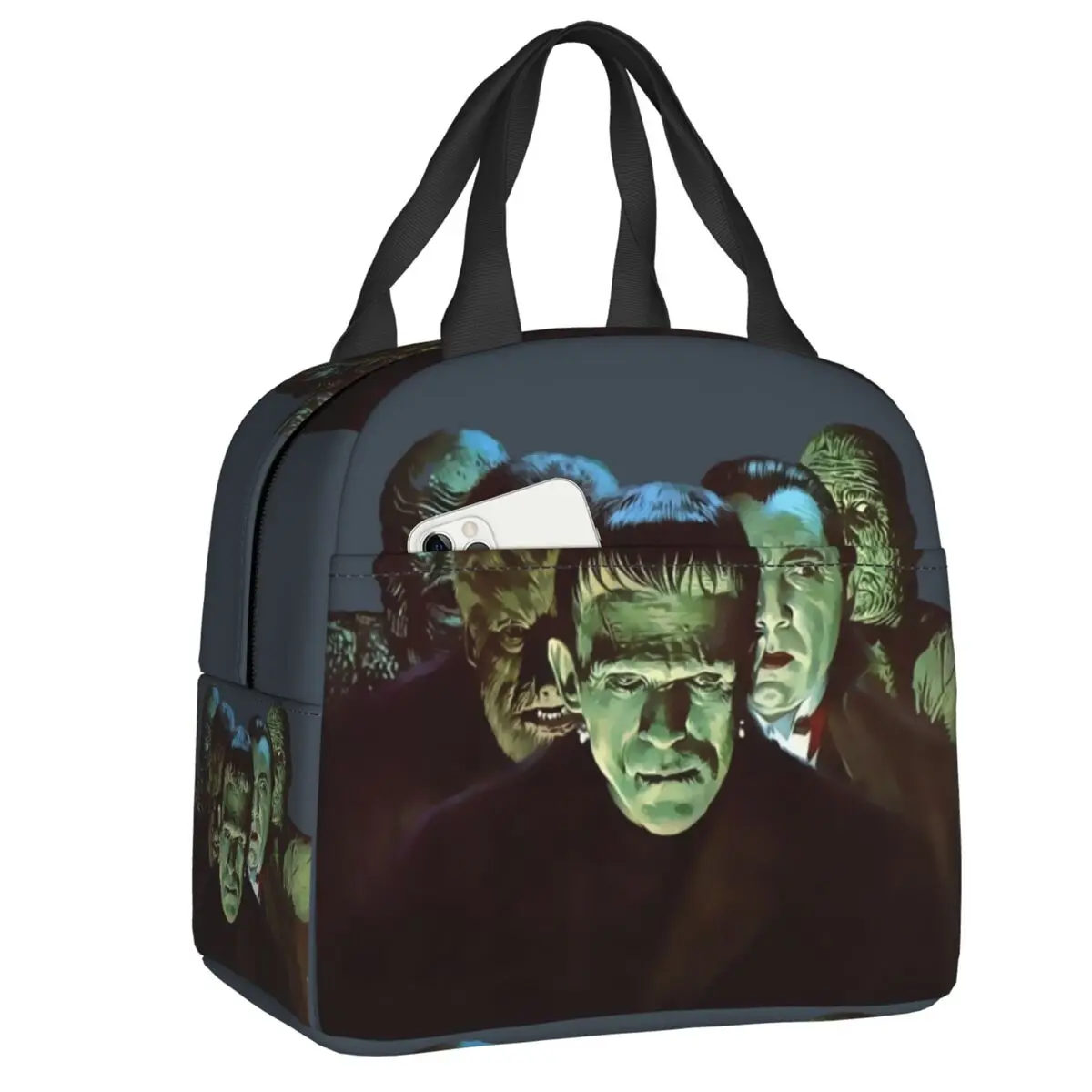 Gang Of Monsters Insulated Lunch Bag for Women Frankenstein Halloween Horror Movie Cooler Thermal Lunch Tote Box Food Bags