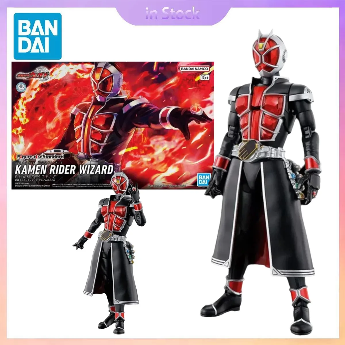 

Original Bandai Genuine In Stock Figure-rise Standard Kamen Rider Wizard Flame Style Anime Collection Action Figure Model Kits