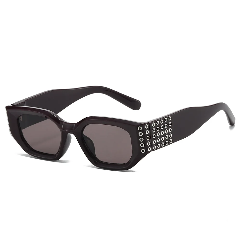 2026 Kleine Rechteckige Sonnenbrille für Damen mit Kreisverzierung, Europäischer Hip-Hop-Stil, Modische Straßenmode, UV400-Schutz