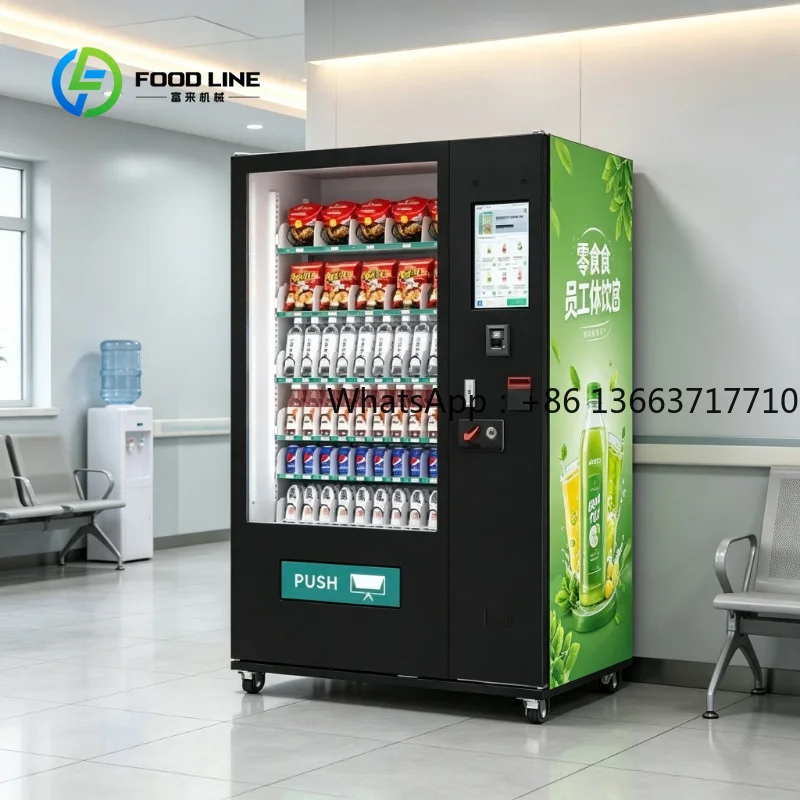 Custom AI Combo Food & Drink Vending Machine, Large Touch Screen Smart Vending Equipment for Retail Snacks and Items