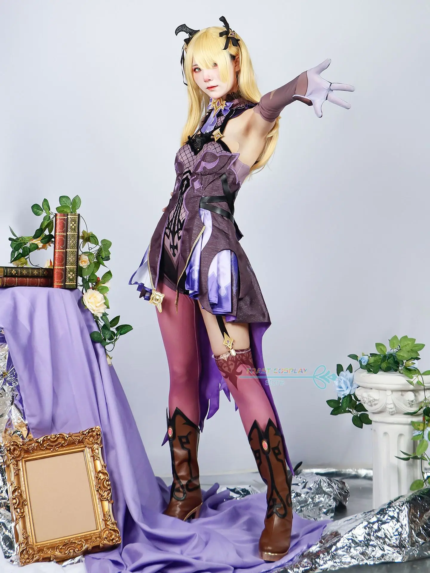 Fischl cosplay spiel genshinimpact fischl cosplay kostüm kleid perücke vollständiger satz frauen rollenspiel karneval party kleidung anime anzüge