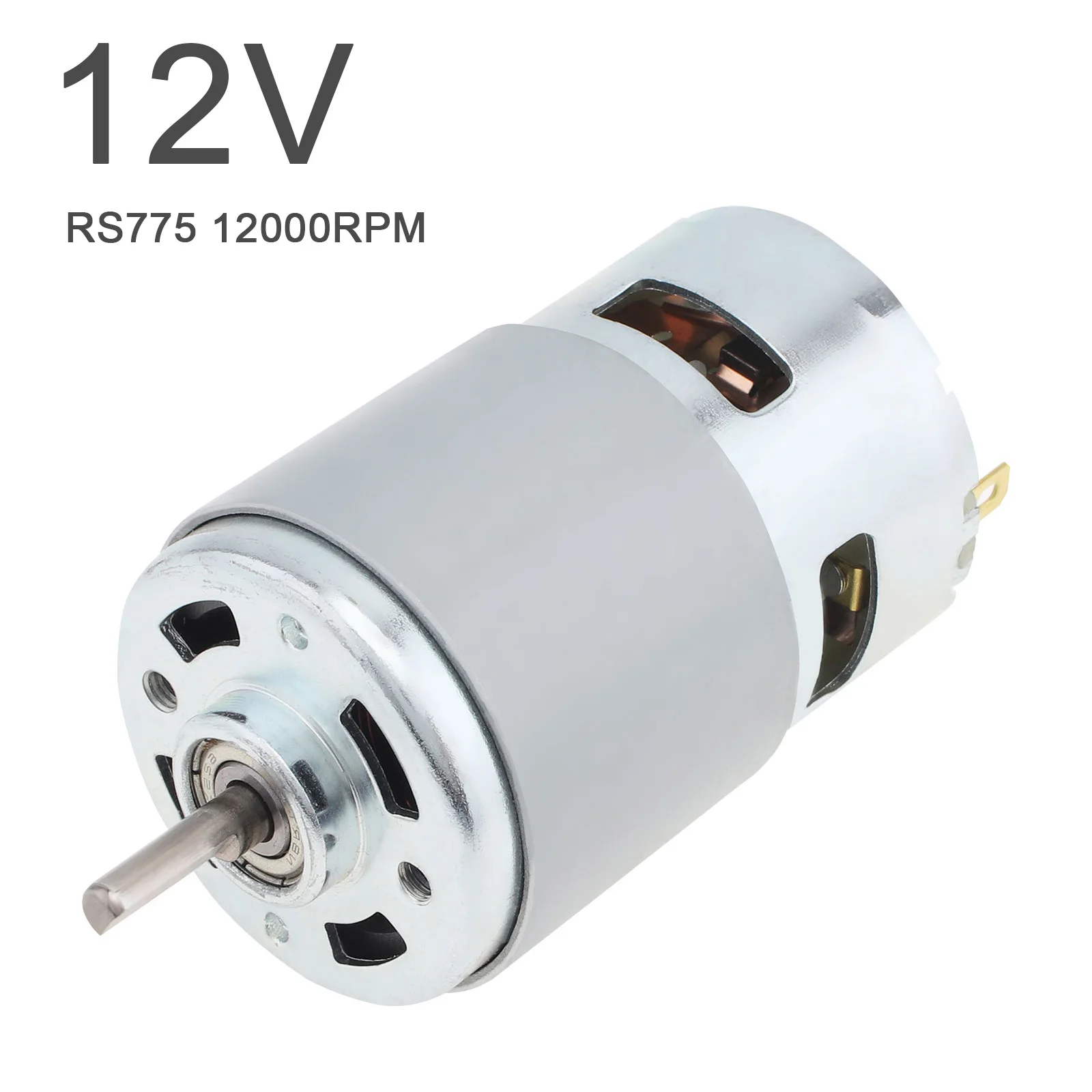 

775 DC Motor D Shaped Shaft 12V 12000RPM High Speed Large Torque Motor for Small Drill Micro Machine DIY Model Car Ball Bearing