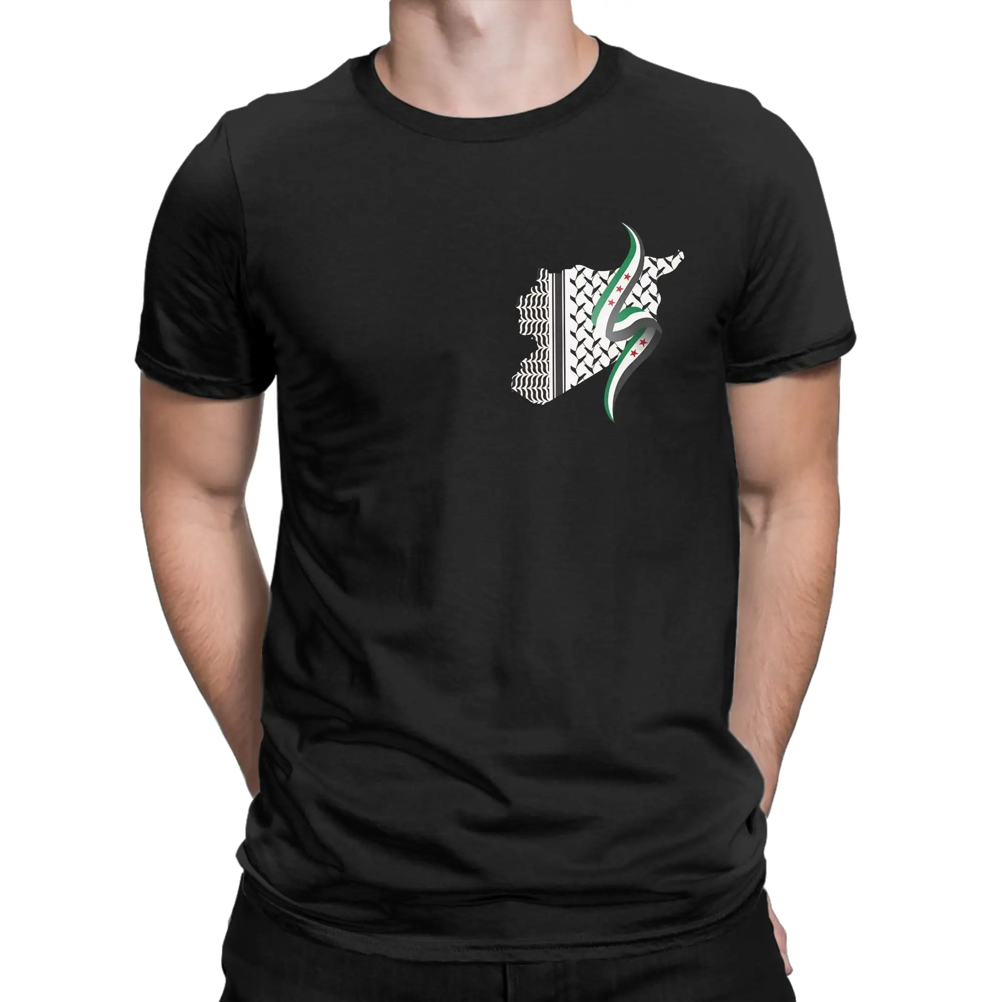 Syria Revolution Flag Map Syrian T Shirt Summer  Cotton T-Shirts For Men's Harajuku Casual Tshirt Short Sleeve Aesthetic Tees
