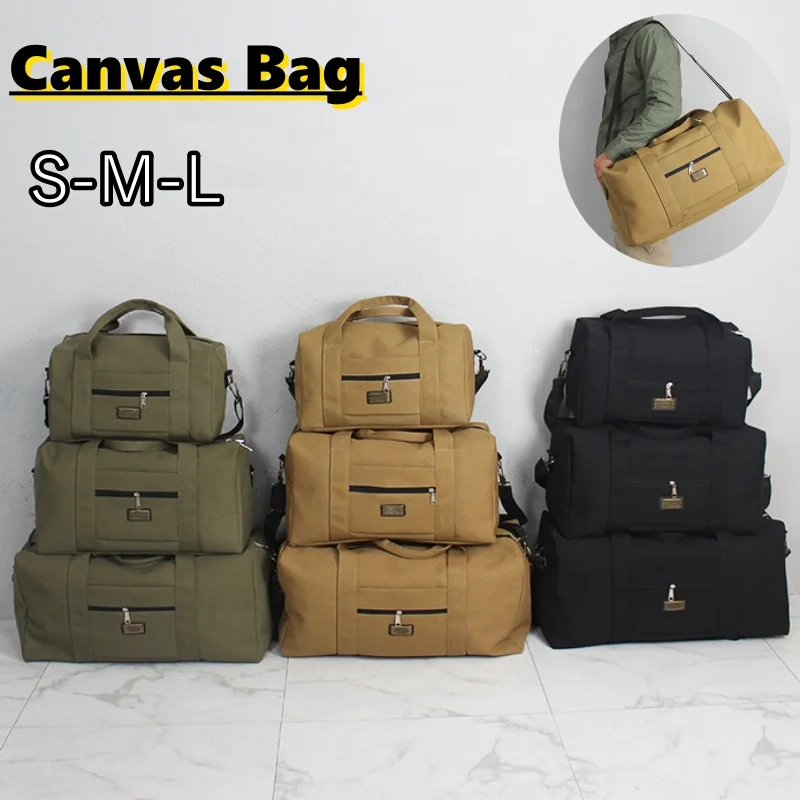 S/M/L Outdoor Sports Hiking Canvas Backpack Large Capacity Camping Travel Luggage Shoulder Bag Laptop Rucksack Fishing Handbag