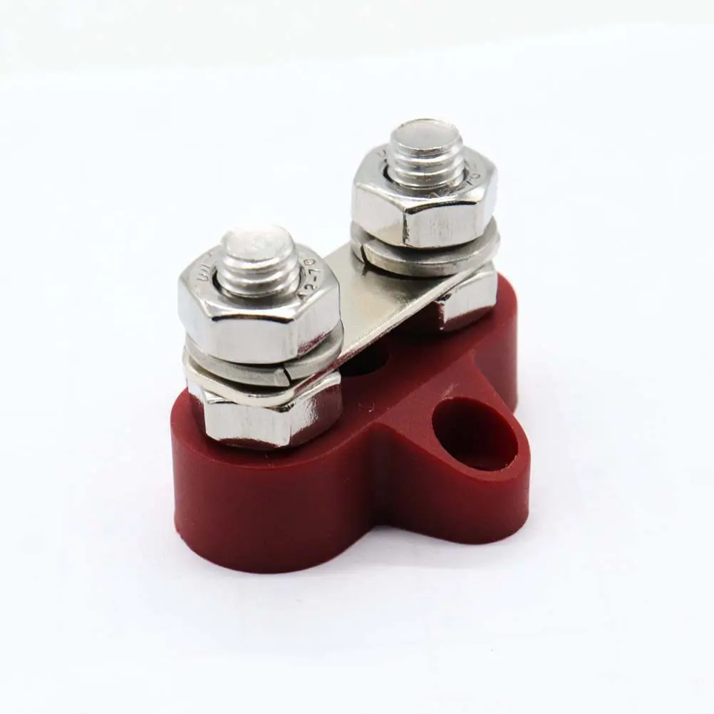 Dual M8 Terminal Stud Heavy Duty Power Distribution Block Glass Fiber Reinforced Nylon Enclosure Flame Retardant for Trucks