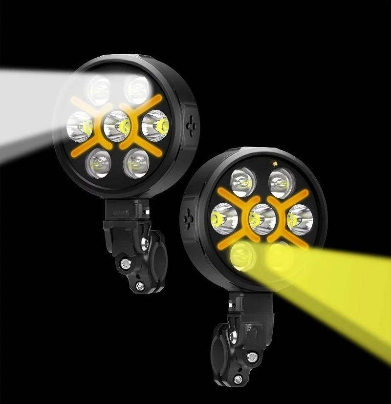 Professional Patented Multi-Function LED Spotlight 14800 Lumens DRL Colors Motorcycle Turn Sync IPX8 Waterproof Lighting System