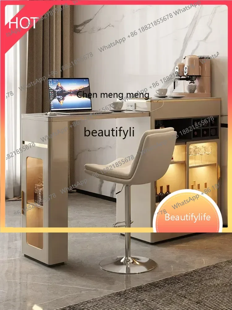 

lt Stone Plate Retractable Counter Home Living Room Modern Minimalist Open Kitchen Integrated Hallway Small Bar TableSS 8617