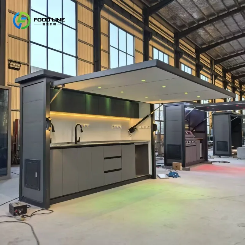 3.6M Outdoor Kitchen Factory in Stock Immediate Sale, Without Built-in Cooking Equipment Perfect for Backyard Party Storage Use
