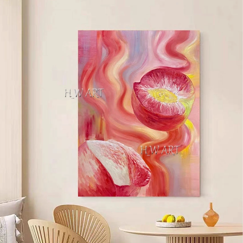 Aesthetic Room Decoration Art Picture No Framed Abstract Still Life Paintings Canvas Acrylic Pink Style Artwork Wall Hangings