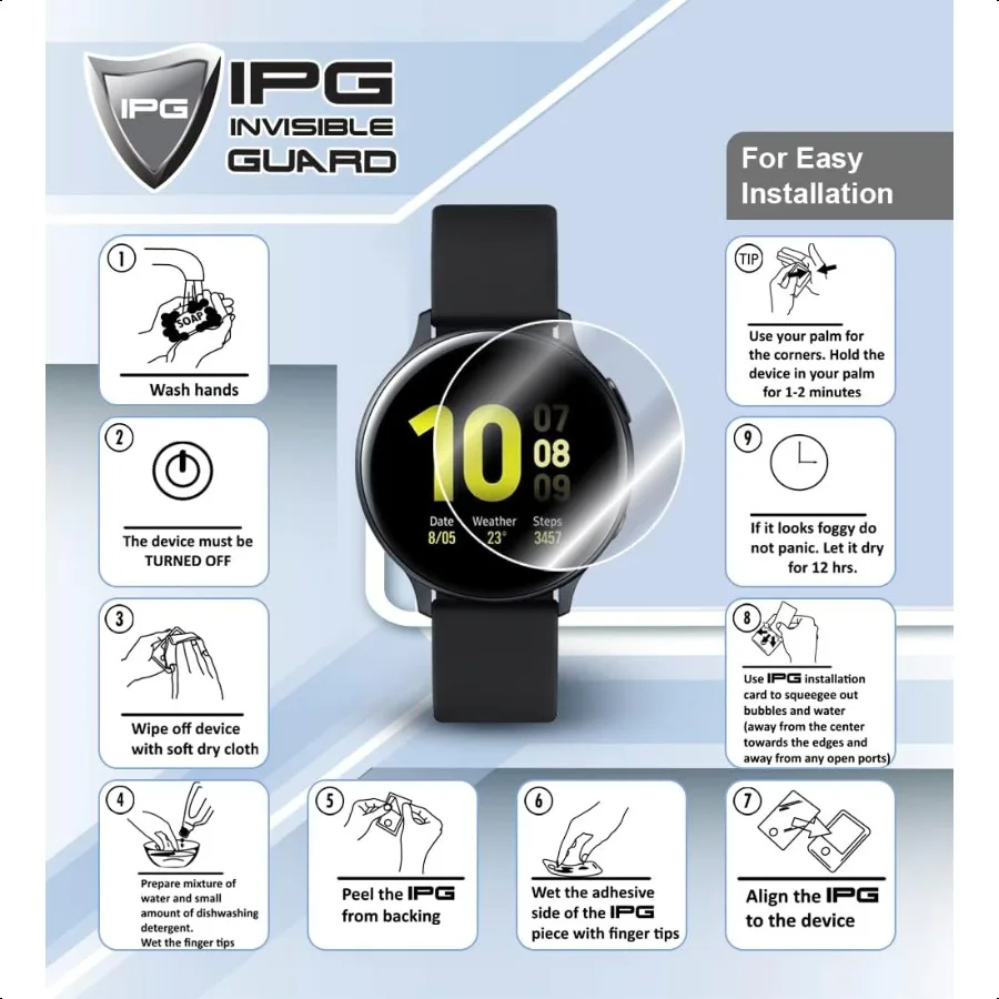 IPG لساعة رولكس ليدي ديتجست أويستر الذهبية واقي شاشة هيدروجيل 2 وحدة + واقي مشبك (وحدتان) غير مرئي عالي الدقة