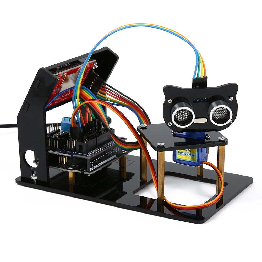 Symulacja radaru czujnik ultradźwiękowy zestaw robotyki DIY z R3, wyświetlaczem TFT SPI 1,8 cala, serwomechanizmem sg90 dla Arduino