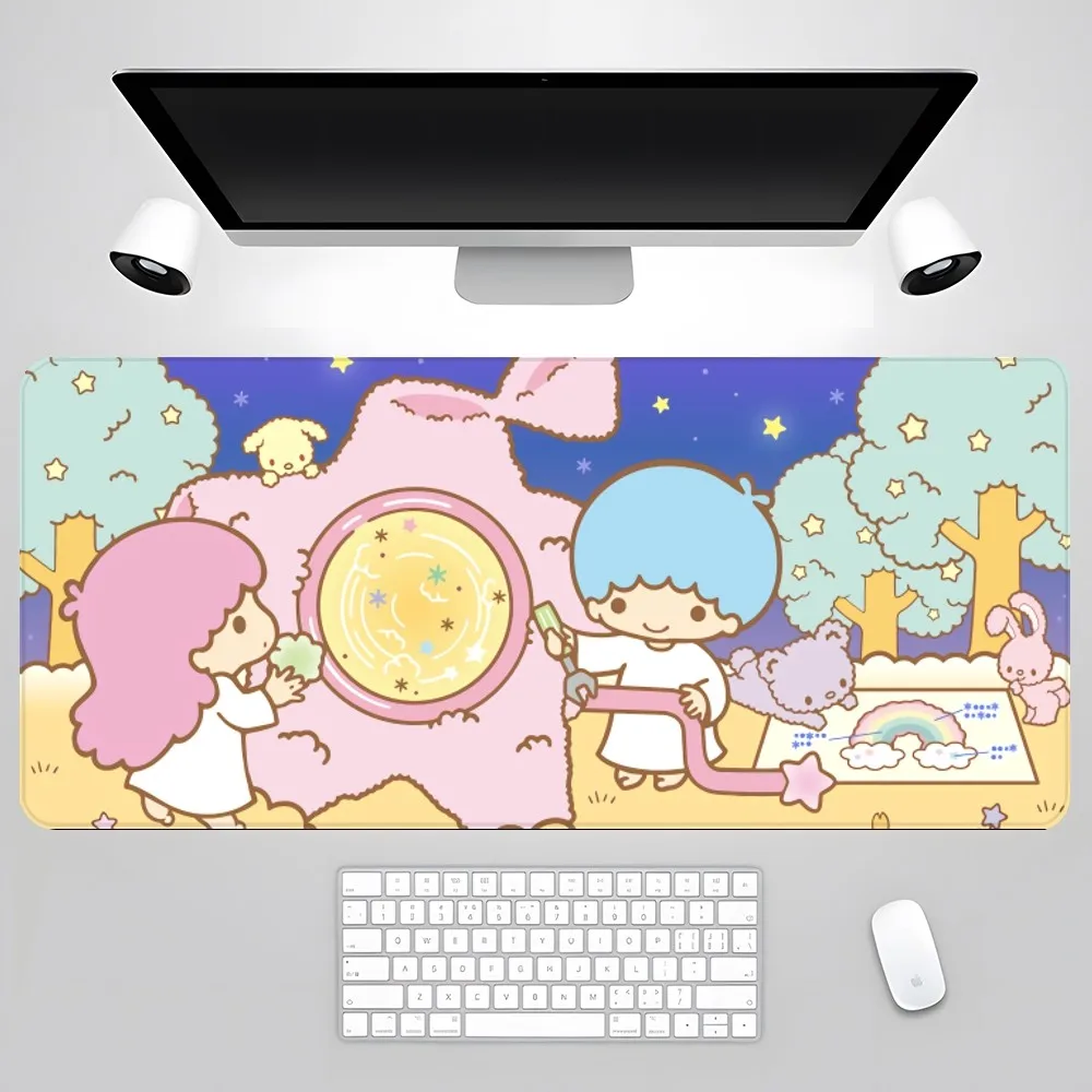 Little Twin Stars Mouse Pad Gamer Pc Gaming Accessories Rubber Mat XXL Deskmat Mats Keyboard Cabinet Mause Laptops