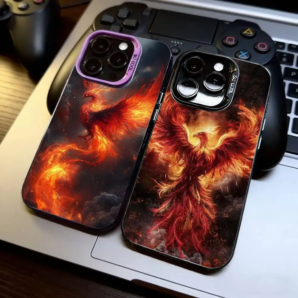 

Cool P-Phoenix Phone Case For iPhone 17,16,15,14,13,12,11 Plus,Pro Max,XS,Colorful Silver Phone case Funda Cover
