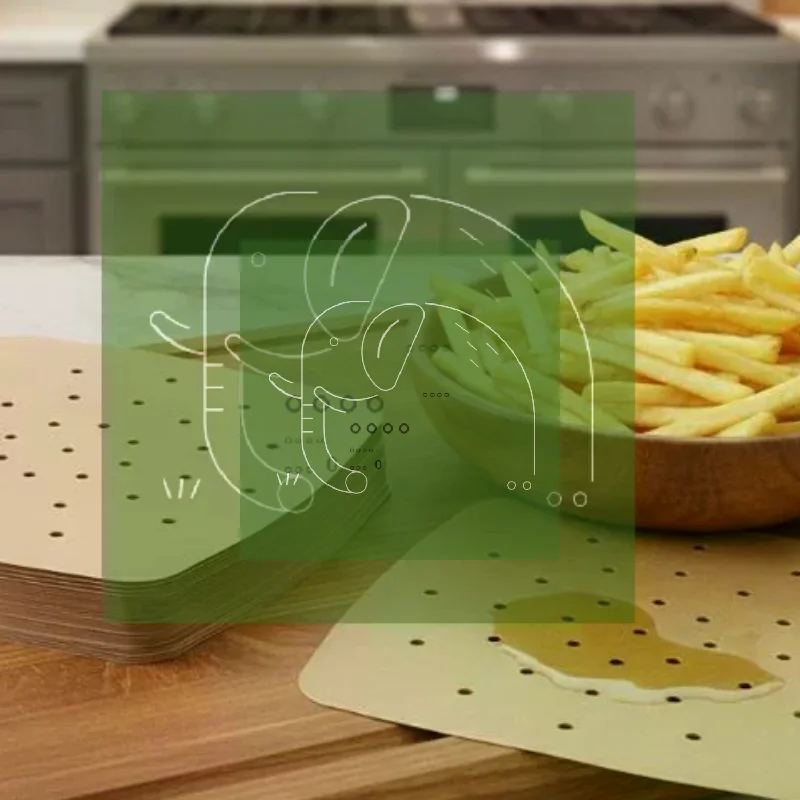 Square Air Fryer Paper Disposable Air Fryer Parchment Paper Liners Non-Stick Steamer Liners For Oven Microwave Steaming Basket