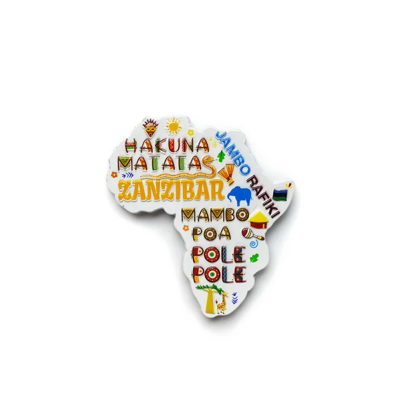 

Tanzania Zanzibar Stone Town 3D Resin Fridge Magnet - Swahili Phrases (Hakuna Matata/Jambo) Souvenir, Cute Magnets for Fridge