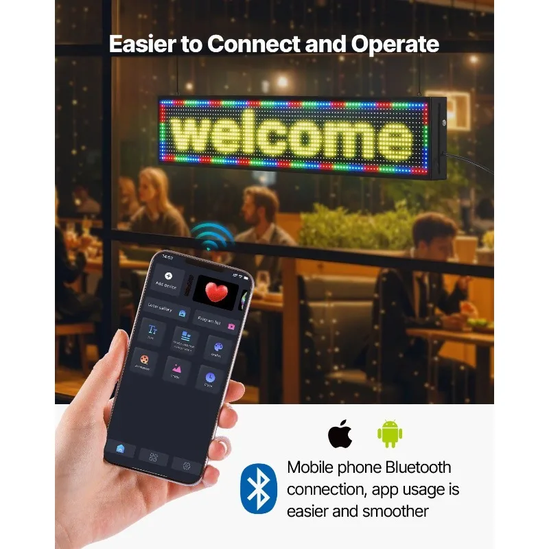 40x8 en letrero LED programable tablero de pantalla de desplazamiento digital P10 a todo color