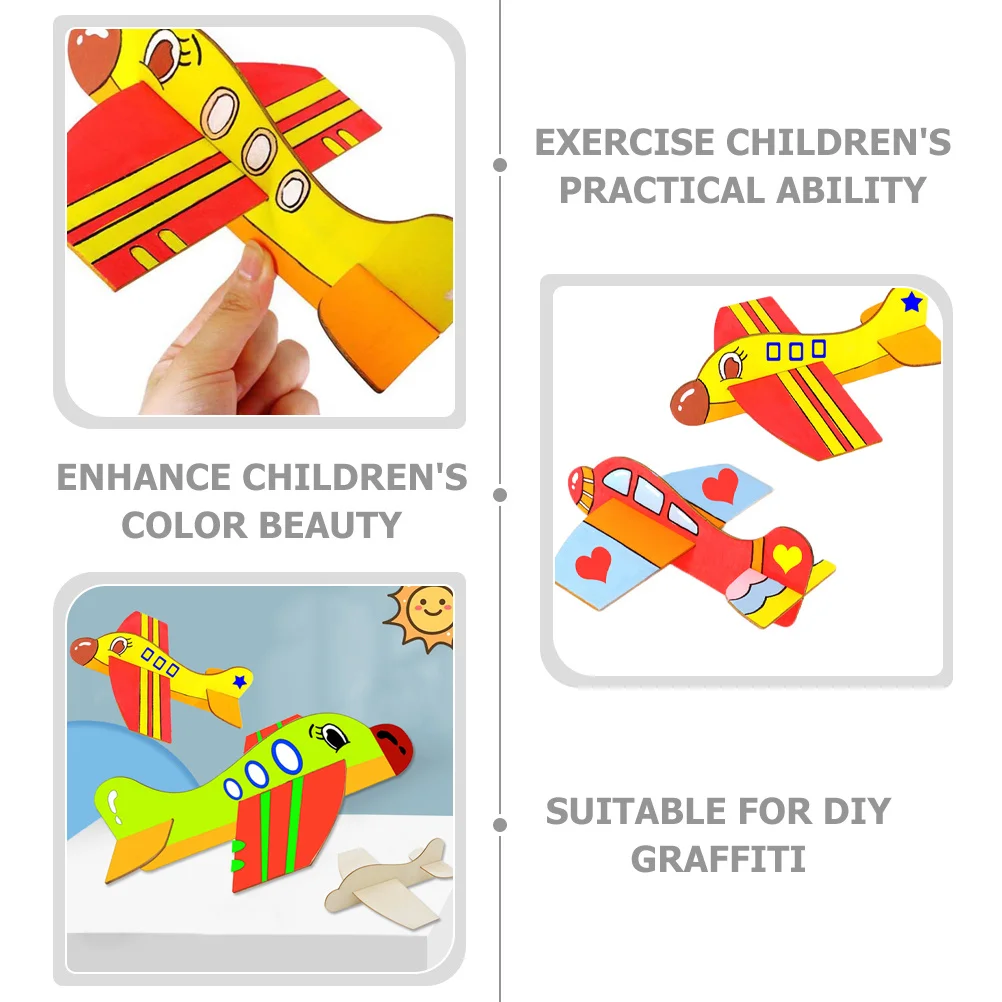 

5pcs Wooden Airplane Diy Unpainted Kids Wood Airplane Kits Parent-Child Bonding Graffiti Craft Activity Unfinished Plane For