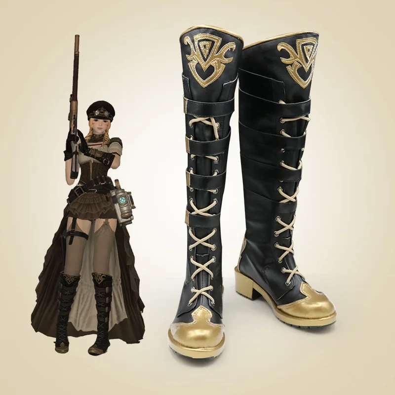 Game FF14 Ishgard 480HQ Cosplay Shoes Anime Accessories Cosplay Props PU Leather Shoes Halloween Carnival Boots Custom Made