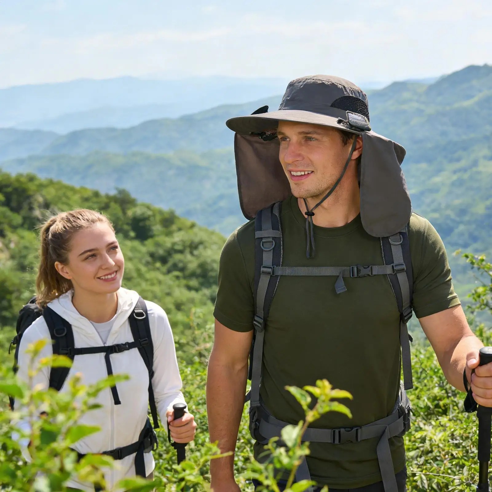 

Шляпа с вентилятором и защитой от ультрафиолета, складная, с 2 солнечными вентиляторами, для женщин и мужчин, для садоводства, походов, рыбалки, активного отдыха, пляжа