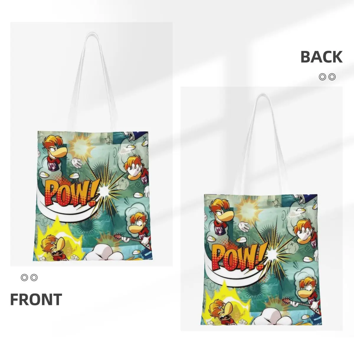 ألعاب الكرتون Rayman Legends أكياس التسوق السيدات قماش حمل حقيبة قابلة للطي المرأة حقيبة كتف حقيبة يد للسفر