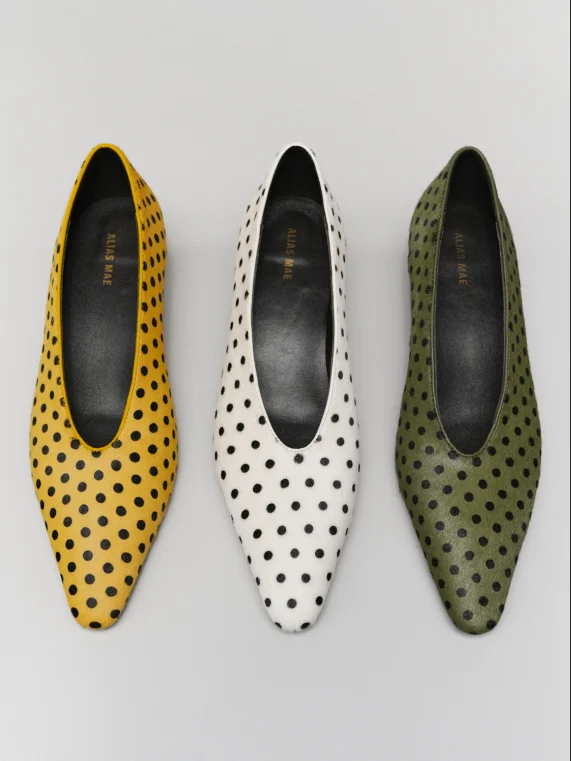 ALIAS MAE 2026 Early Spring New Spotted Horsehair Pointed Low Heel Women's Shallow Mouth Casual Versatile Single Shoes