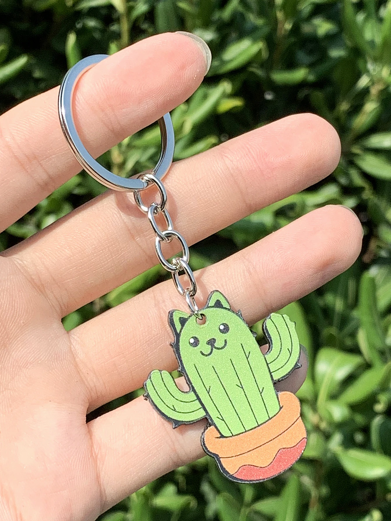 WELBACK 1Pcs Cute Caton Succulent Cactus Keychain Fashion Acrylic Keychain Suitable for Everyday Wear and Gifts