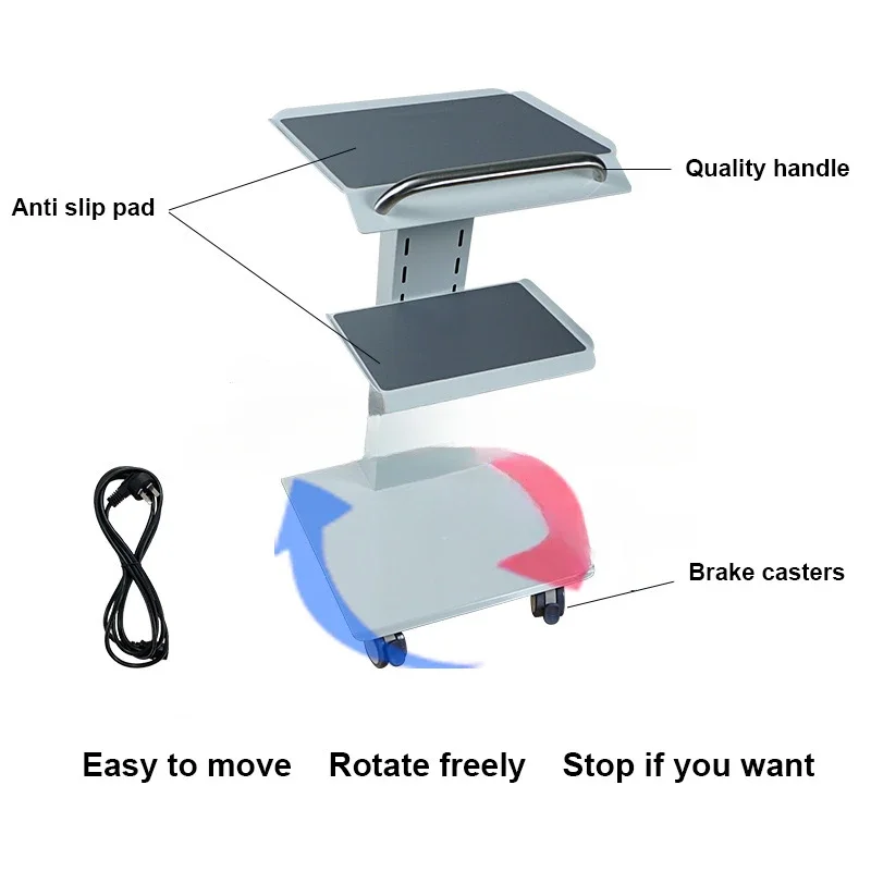 Medical Trolley Mobile Shelf Table Dental Unit Portable Cart With Silent Universal Wheels And Socket For Dental Clinic
