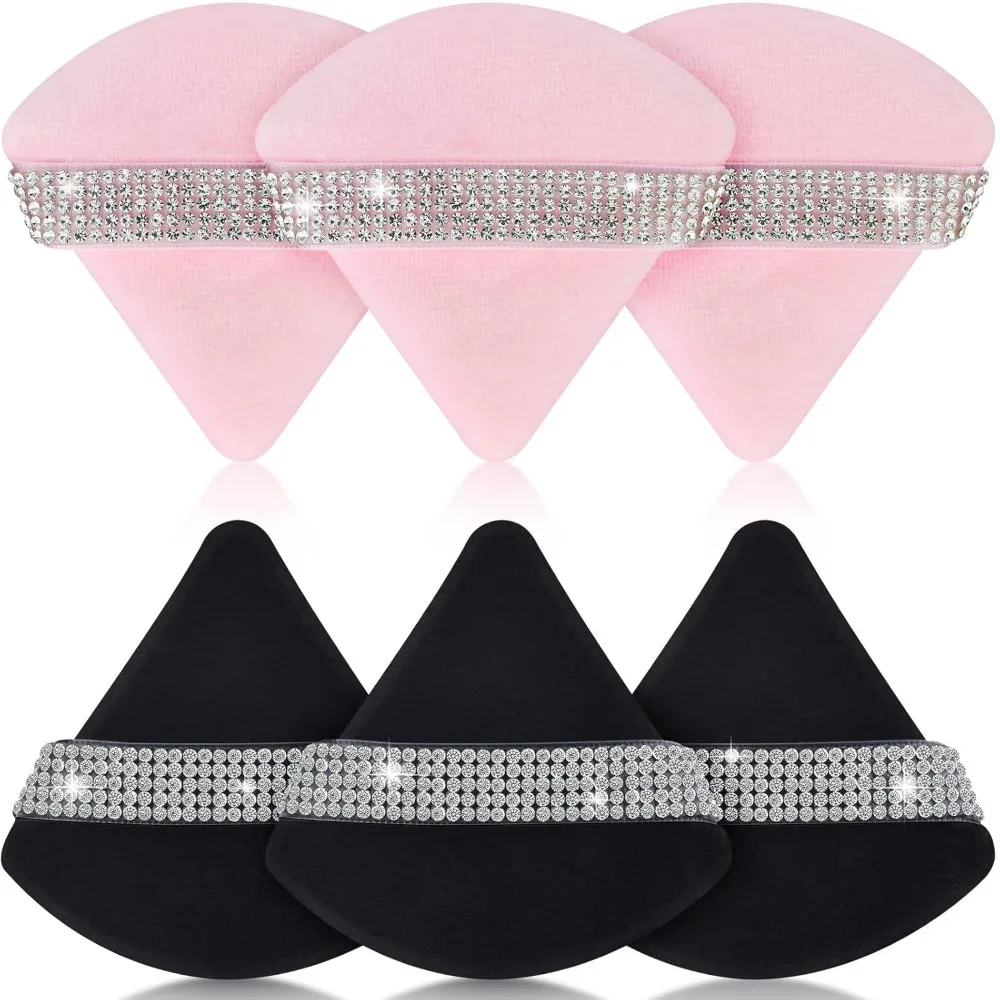 6 stuks roze driehoek poederdons gezicht zachte make-up tool spons fluwelen zachte gladde gezichtsschoonheid spons cosmetica make-up accessoires