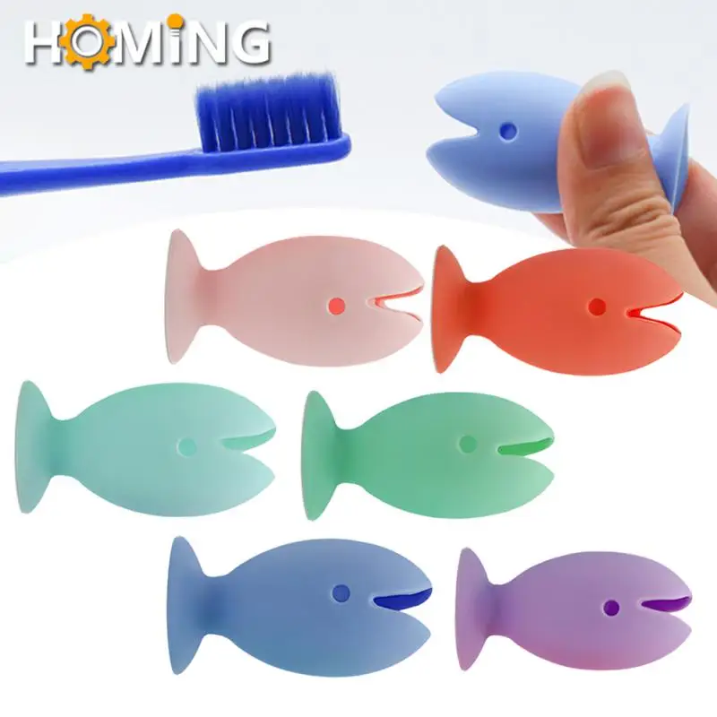 Tooth Brush Cover Stand Cute Fish Shape Silicone Suction Cup Toothbrush Holder Portable Travel Tooth Brush Caps Bathroom Product