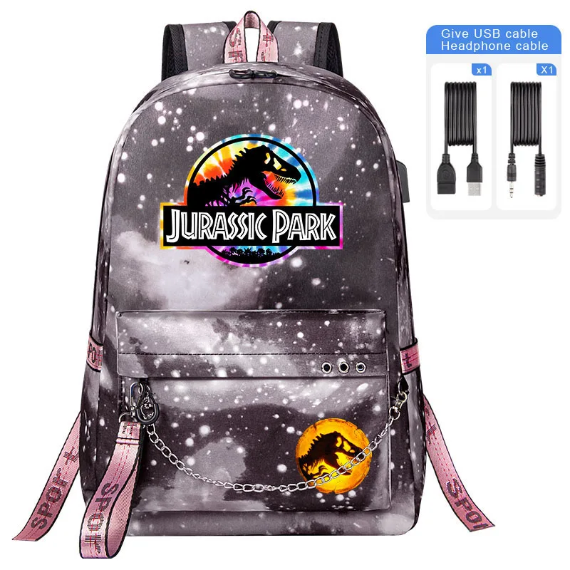 Fashion Jurassic Park Logo Tie Dye Children Students Schoolbag High quality School bag for Boy girl Men Traveling Backpack