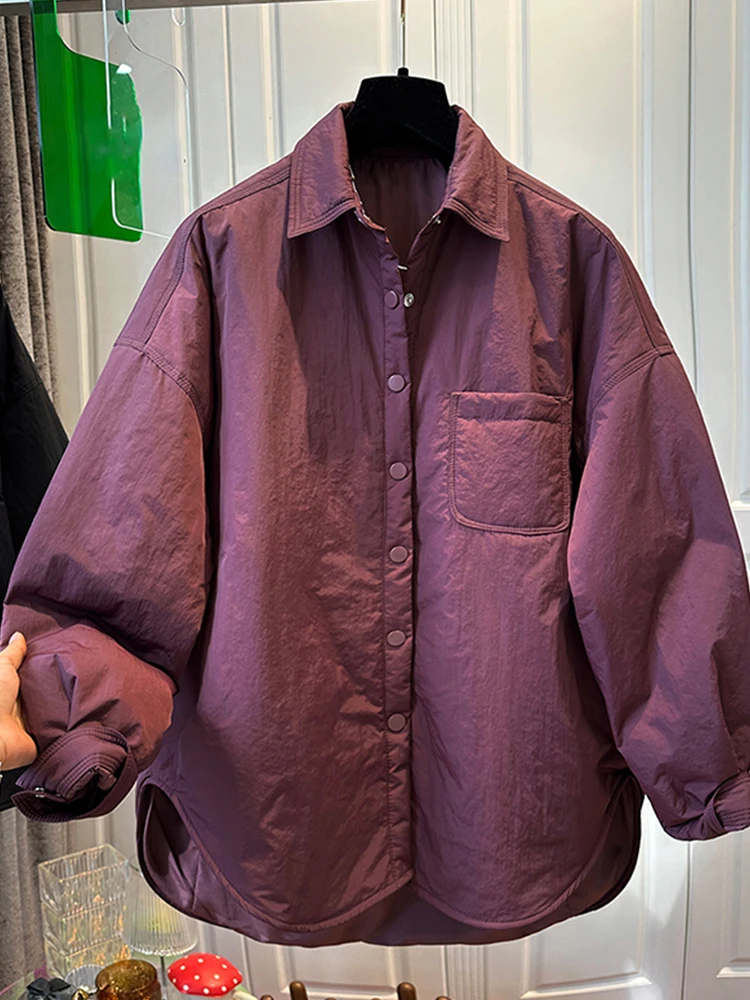 エレ 軽量コットンジャケット レディース カジュアル レイヤードウェア シエンデッドコットン イルト ルーズフィット 多用途 冬用アウター