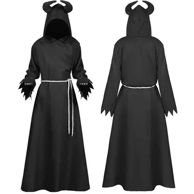 

XT8New Adult Death Halloween Satan Cos Gothic Hooded Cloak Party Drama Performance Costume MN5@XT6！
